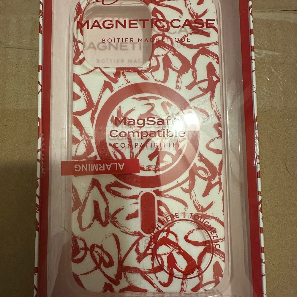 Magnetic Compatible Case - Red and White for I phone 15/14 Pro Max